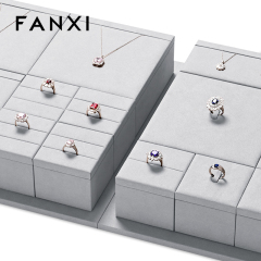 FANXI TT233 grey microfiber jewelry square style ring pendant earring exhibition