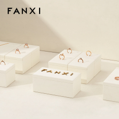 FANXI TT232 beige microfiber jewelry square style ring pendant earring exhibition