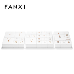 FANXI TT236 white PU leather jewelry square style ring pendant earring exhibition