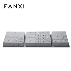 FANXI TT233 grey microfiber jewelry square style ring pendant earring exhibition