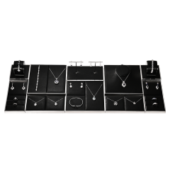 FANXI JS109 black pu leather jewelry square style ring pendant earring exhibition