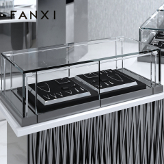 FANXI TT253 black pu leather jewelry square style ring pendant earring exhibition