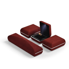 Wine red microfiber jewelry packing box with led light TC-H06003