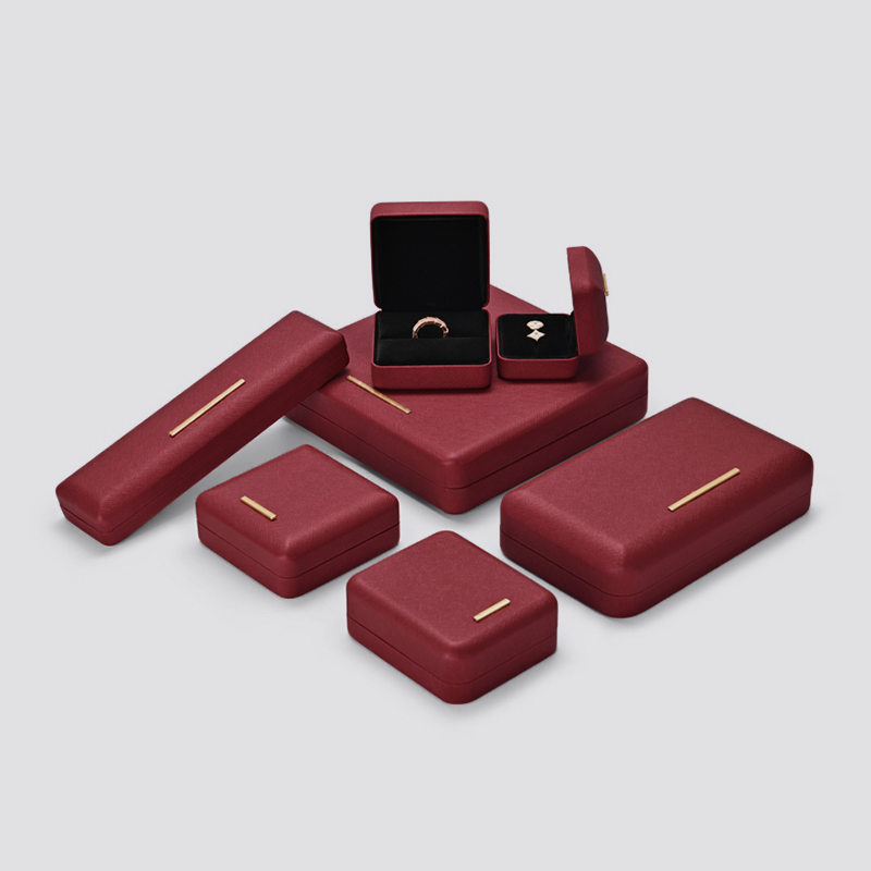 Fashion design custom logo red pu leather jewelry box TC-H06302