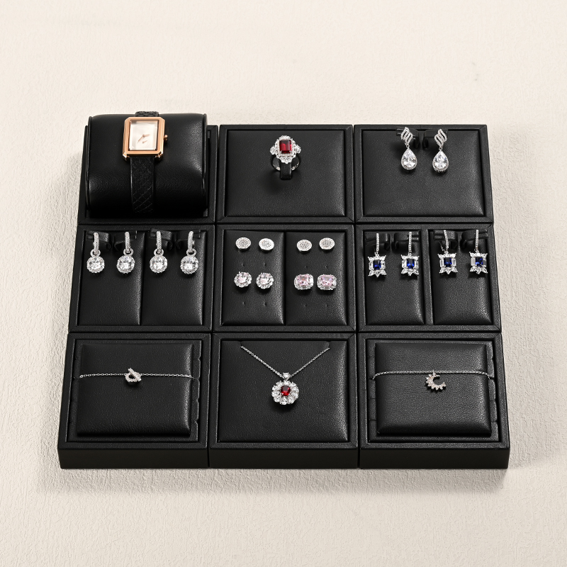 FANXI P139 new design black pu leather jewelry display set for full collection