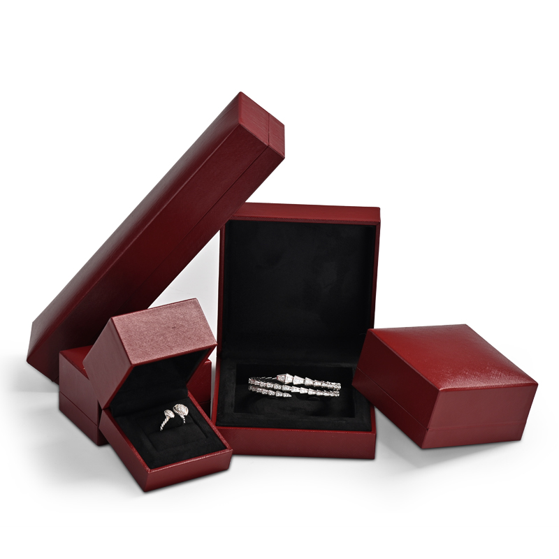 Custom color leatherette paper jewelry boxes for full colleaction TC-H06602