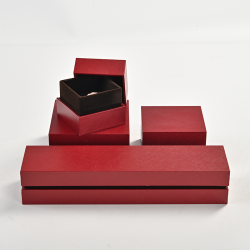 Custom logo red leathereete paper jewelry package box with velvet inside TC-H07101