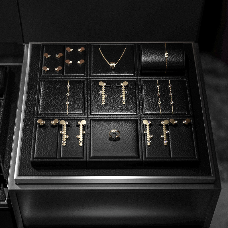 FANXI P139 new design black pu leather jewelry display set for full collection