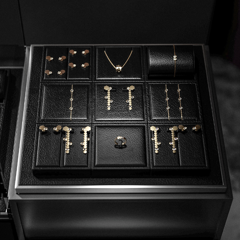 FANXI P139 new design black pu leather jewelry display set for full collection