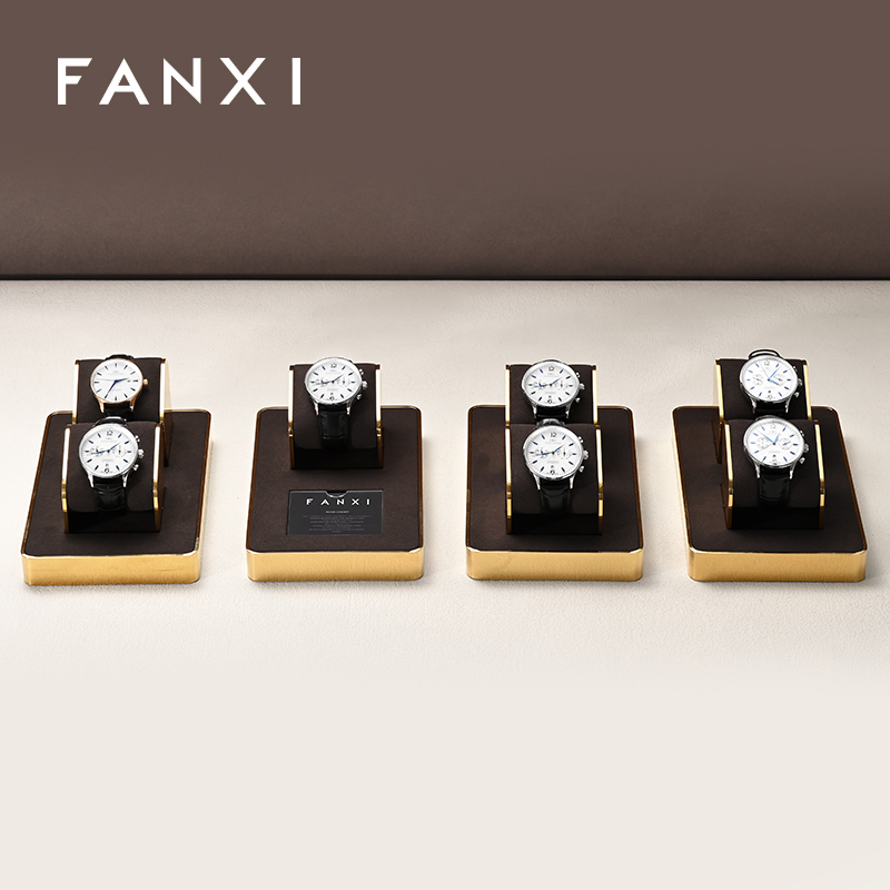 FANXI new arrival design JS104 metal frame microfiber interior watch display for showcase
