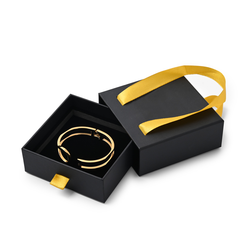 Custom paper box for bracelet with ribbon handle