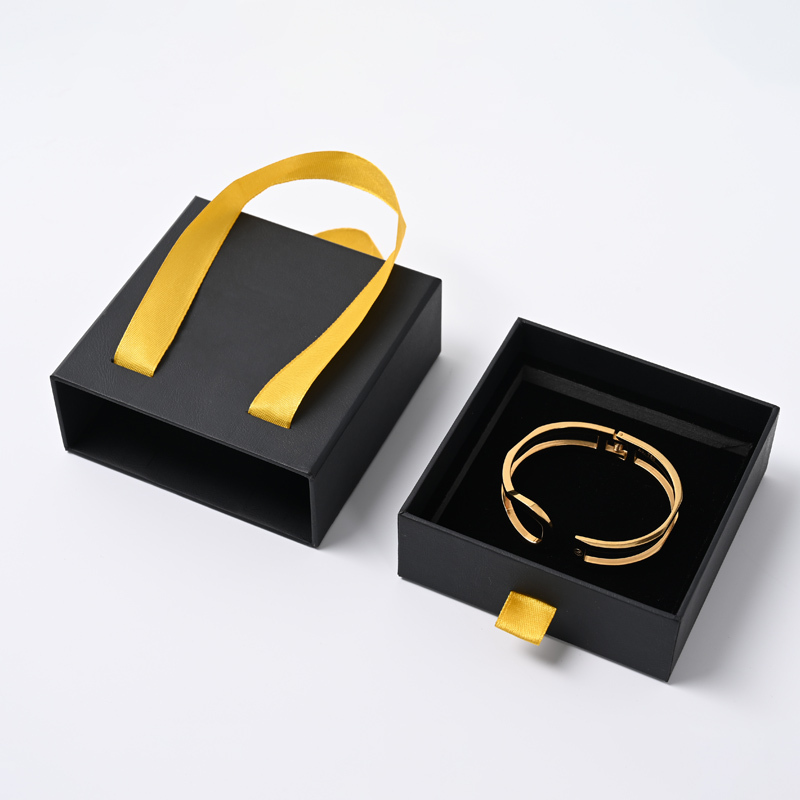 Custom paper box for bracelet with ribbon handle