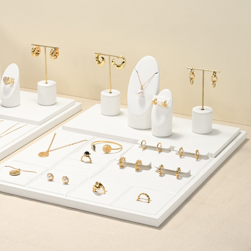 FANXI elegant new design TT249 white pu leather jewelry display set for full collection