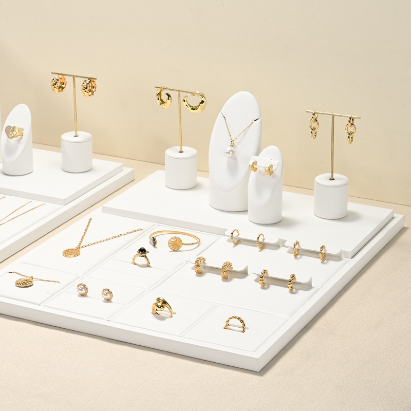 FANXI elegant new design TT249 white pu leather jewelry display set for full collection