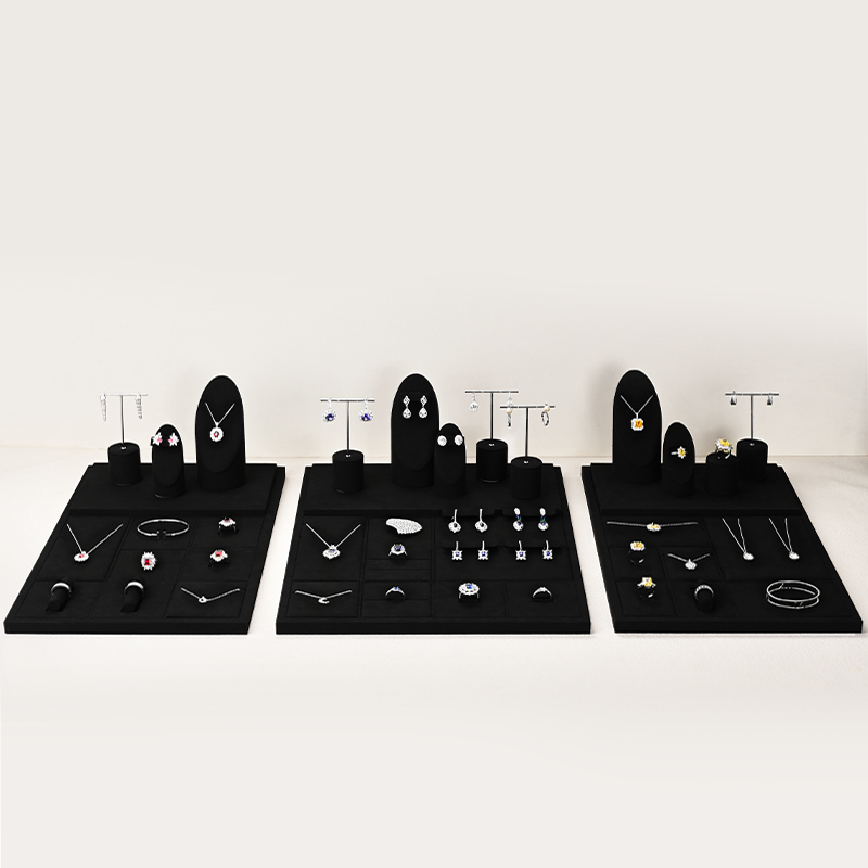 FANXI new design TT248 black microfiber jewelry display set for jewelry store