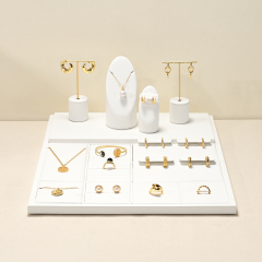 FANXI elegant new design TT249 white pu leather jewelry display set for full collection