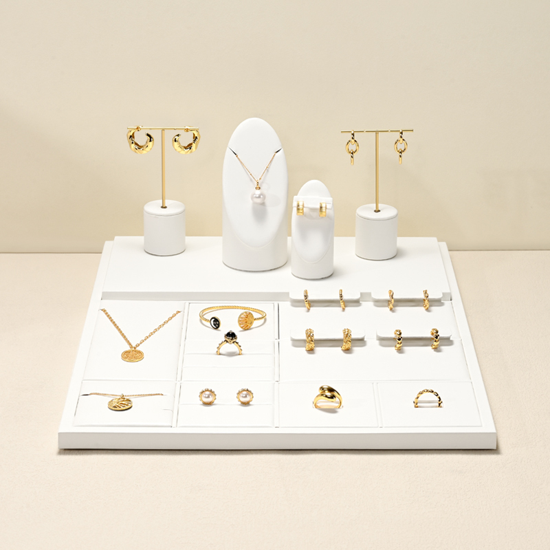 FANXI elegant new design TT249 white pu leather jewelry display set for full collection