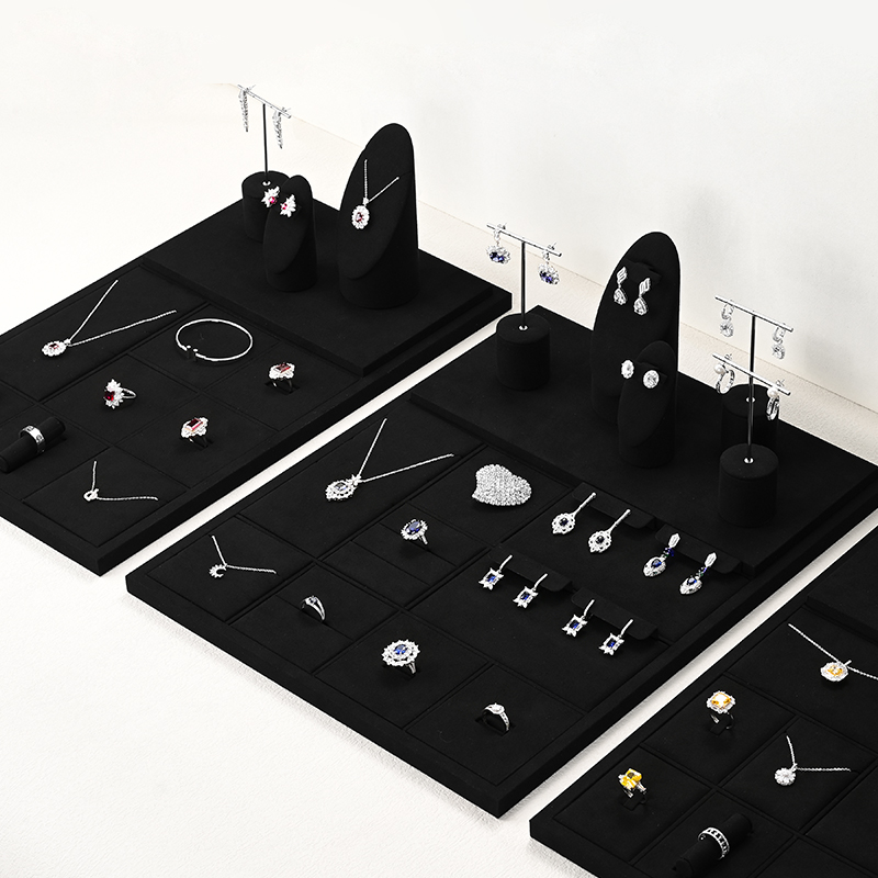 FANXI new design TT248 black microfiber jewelry display set for jewelry store