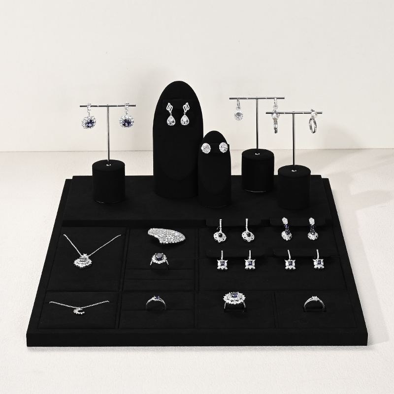 FANXI new design TT248 black microfiber jewelry display set for jewelry store