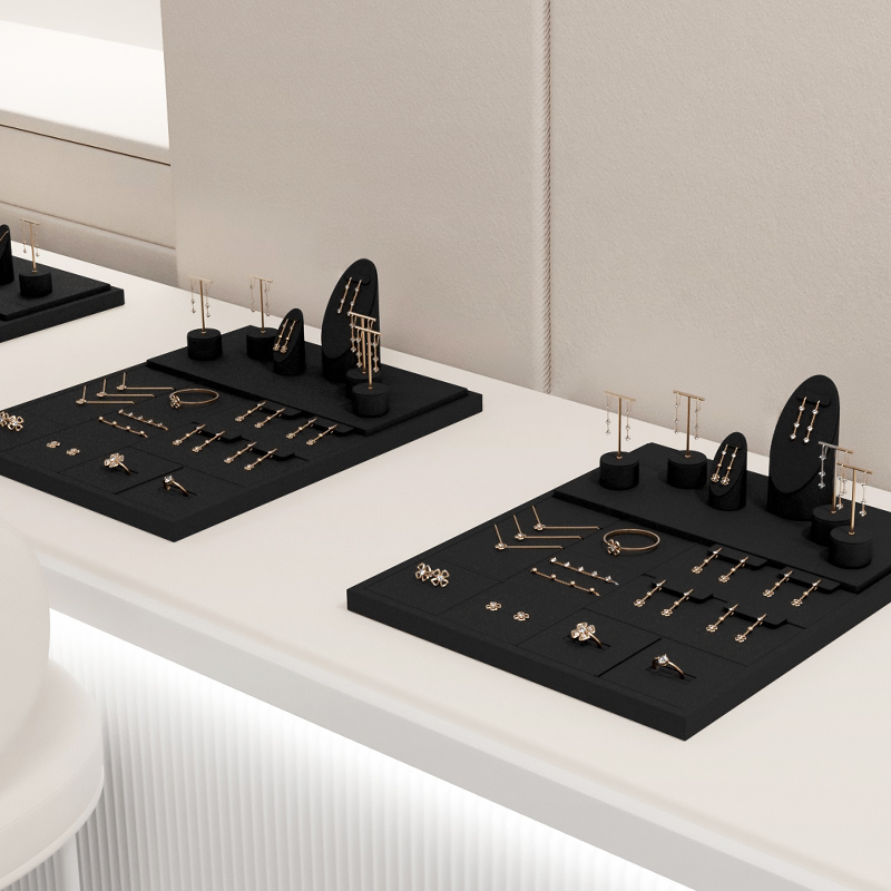 FANXI new design TT248 black microfiber jewelry display set for jewelry store
