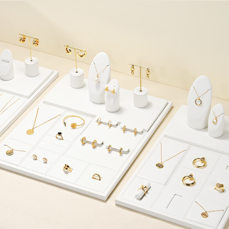 FANXI elegant new design TT249 white pu leather jewelry display set for full collection