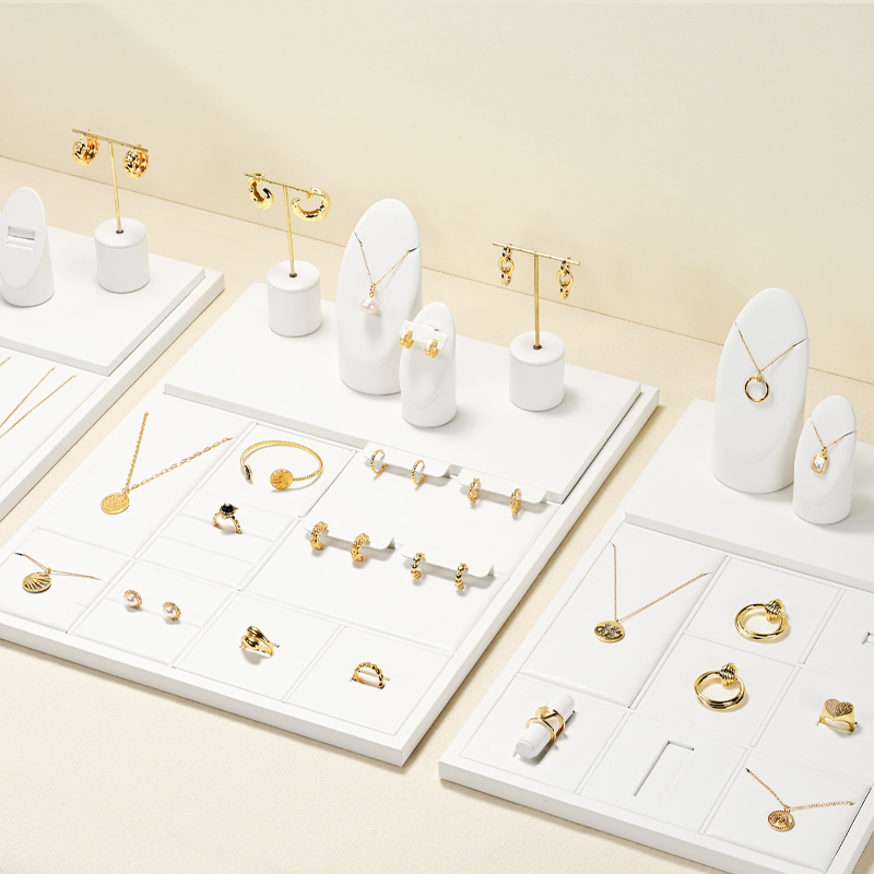 FANXI elegant new design TT249 white pu leather jewelry display set for full collection