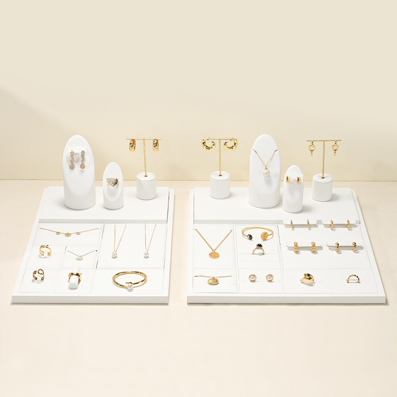 FANXI elegant new design TT249 white pu leather jewelry display set for full collection