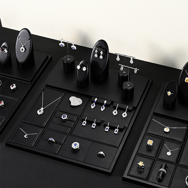 FANXI original design TT250 elegant black pu leather jewelry display sets for jewelry stores