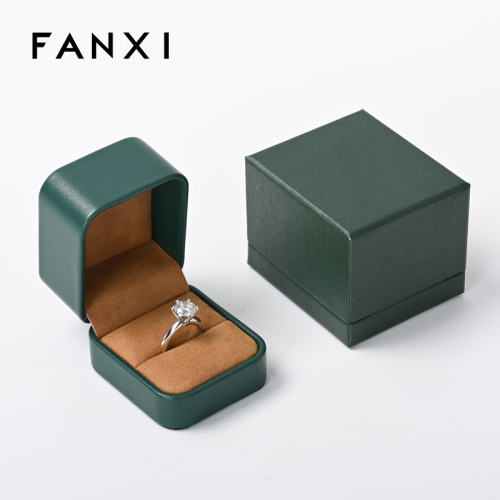 Accept custom pu leather outside microfiber inside diamond ring box with custom outer box