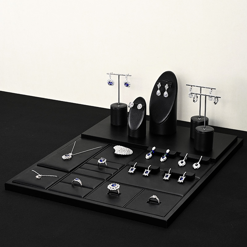 FANXI original design TT250 elegant black pu leather jewelry display sets for jewelry stores