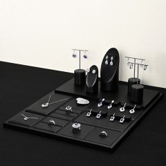 FANXI original design TT250 elegant black pu leather jewelry display sets for jewelry stores