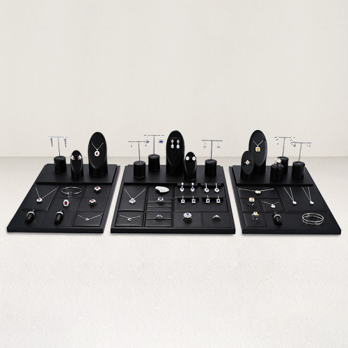 FANXI original design TT250 elegant black pu leather jewelry display sets for jewelry stores