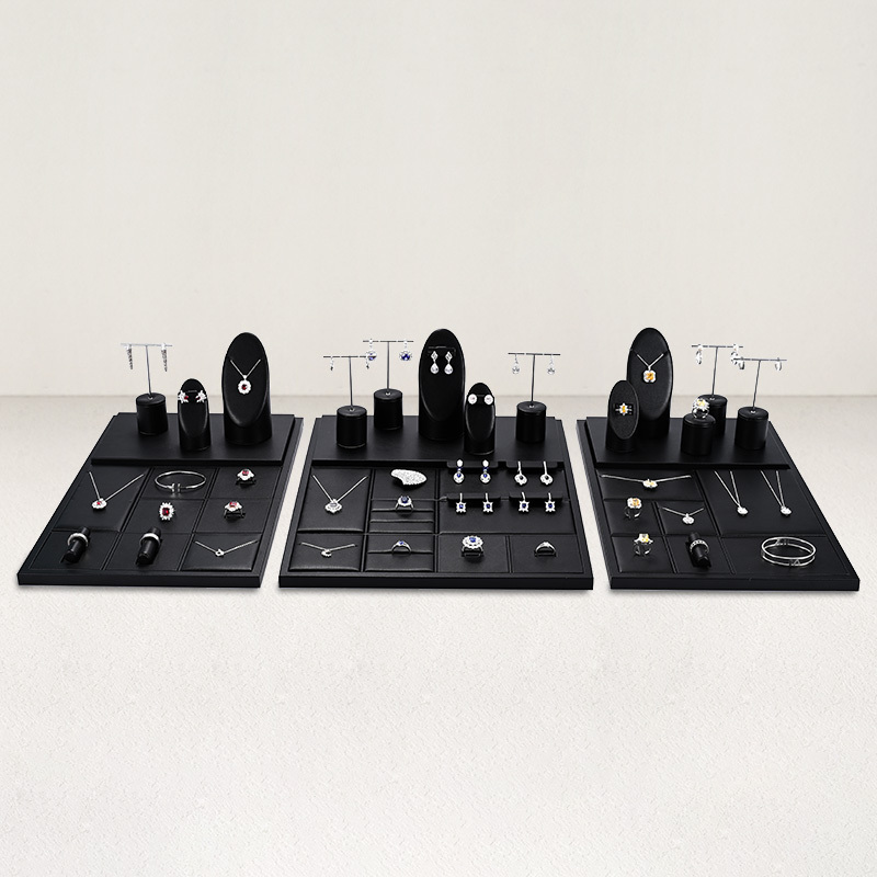 FANXI original design TT250 elegant black pu leather jewelry display sets for jewelry stores