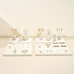 New fashion design beige microfiber jewelry display set for rings earrings pendants bracelet