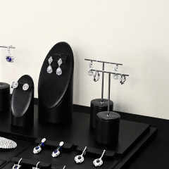 FANXI original design TT250 elegant black pu leather jewelry display sets for jewelry stores