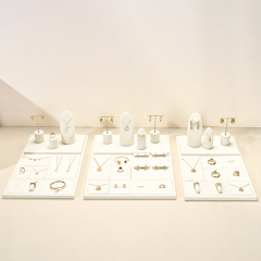 New fashion design beige microfiber jewelry display set for rings earrings pendants bracelet