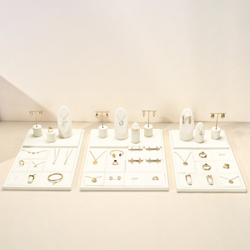 New fashion design beige microfiber jewelry display set for rings earrings pendants bracelet