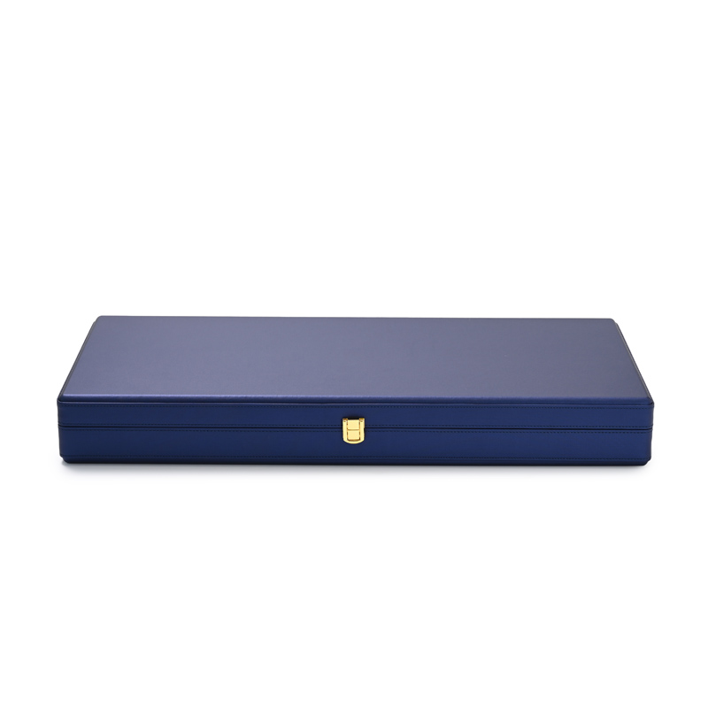 Custom nice blue pu leather with microfiber jewelry case organizer