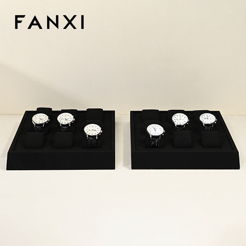 FANXI original design luxury black microfiber watch display set
