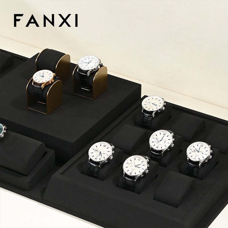 FANXI original design luxury black microfiber watch display set