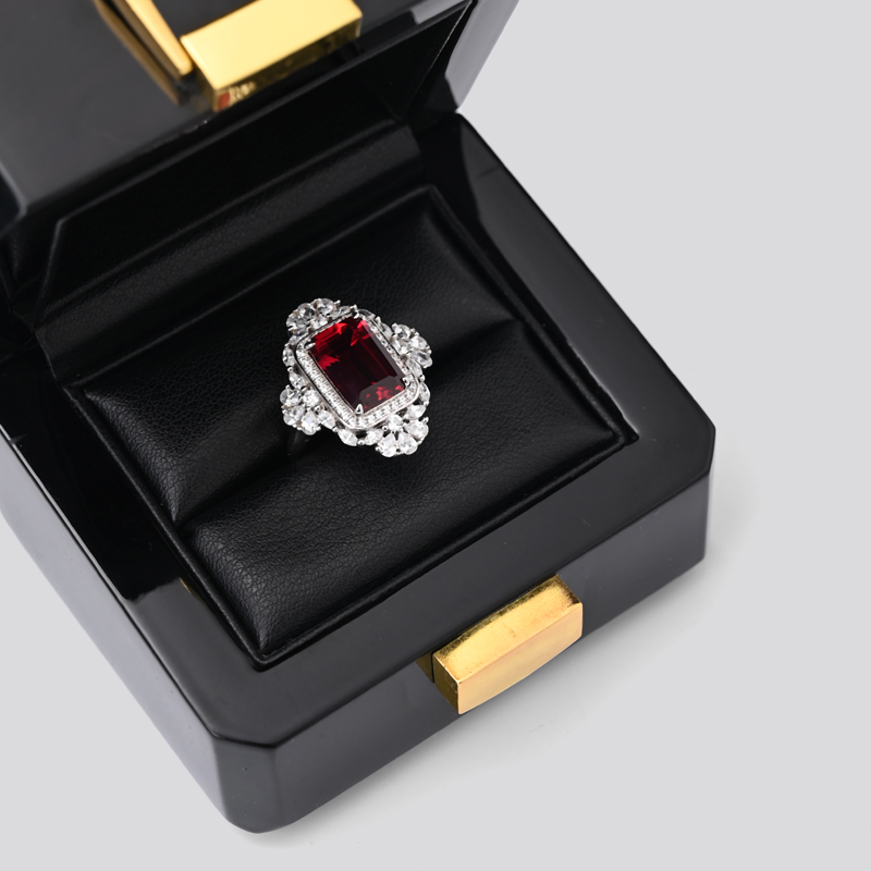 Accept custom design shiny black wooden ring box engagement ring box