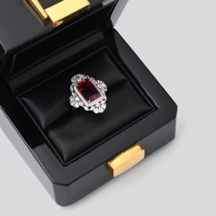 Accept custom design shiny black wooden ring box engagement ring box
