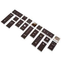 FANXI JS112 new arrival coffee color microfiber jewelry display set with silver metal frame