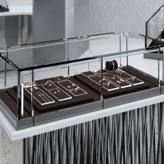 FANXI JS112 new arrival coffee color microfiber jewelry display set with silver metal frame