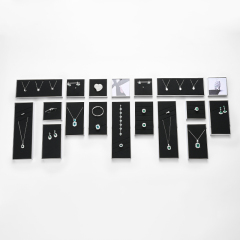 JS110 elegant black microfiber jewelry display set with silver metal frame