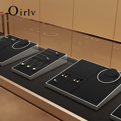 FANXI P145 New Arrival Jewelry Display Stand Tray Black Mircofiber Set Luxury Jewels Display Tray