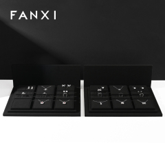 TT268 Soft black microfiber jewelry display set with advertising background board
