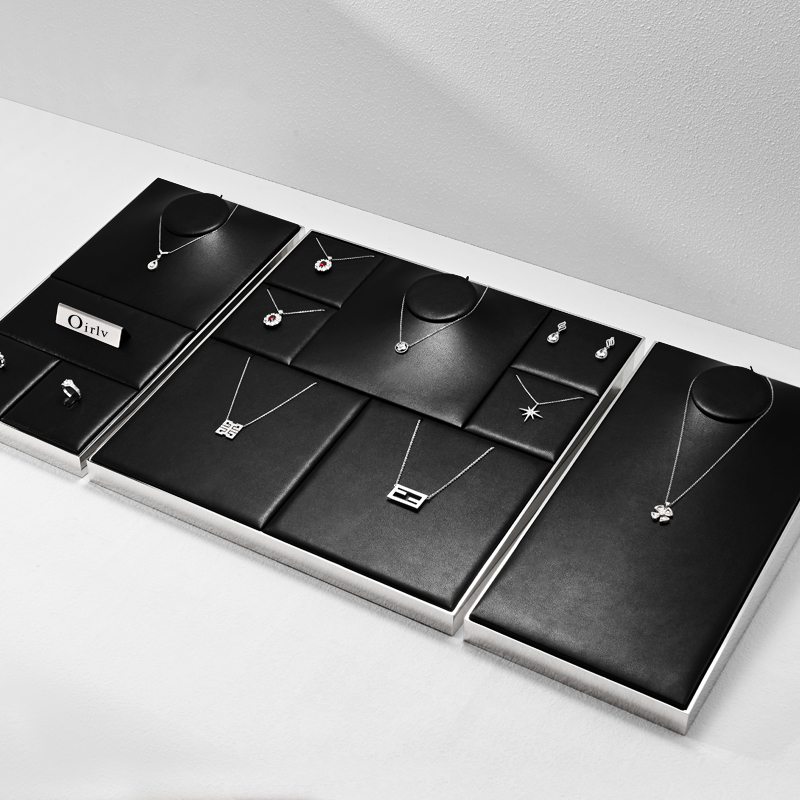 FANXI P143 high end black pu leather jewelry display tray for necklace rings earrings