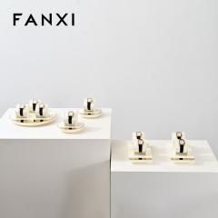 FANXI TT260 soft beige microfiber jewelry display set with gold metal frame