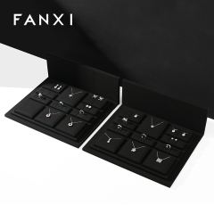 TT268 Soft black microfiber jewelry display set with advertising background board
